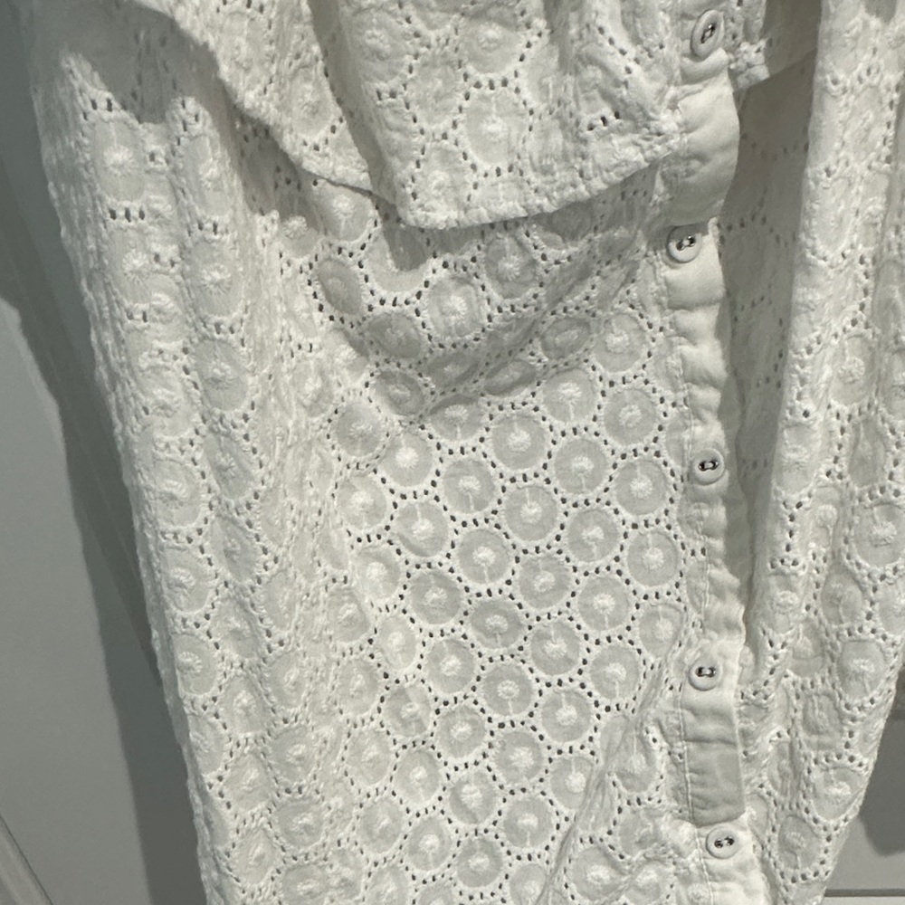 Penningtons White Eyelet Ruffle Button-Front Blouse - Picture 2 of 5